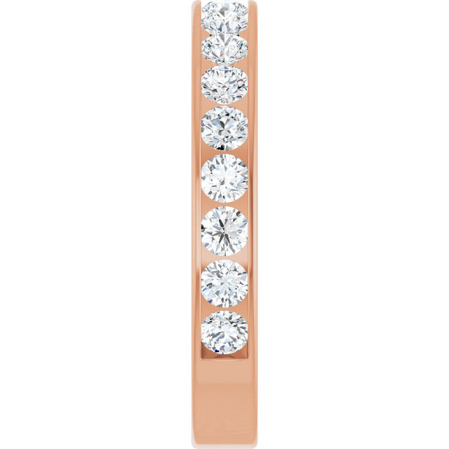 14K Gold Round Natural Diamond Channel-Set Anniversary Band – 3 mm Stones - Rose Gold - view 4