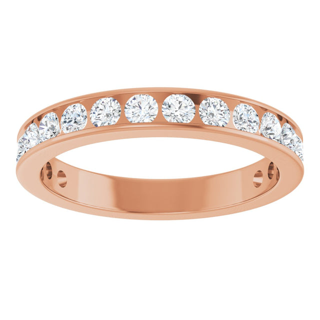 14K Gold Round Lab-Grown Diamond Channel-Set Anniversary Band – 3 mm Stones - Rose Gold - view 3