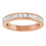 14K Gold Square Natural Diamond Channel-Set Anniversary Band – 1.75x1.75 mm Stones - Rose Gold - view 3