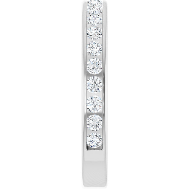 14K Gold Round Natural Diamond Channel-Set Anniversary Band – 2 mm Stones - White Gold - view 4