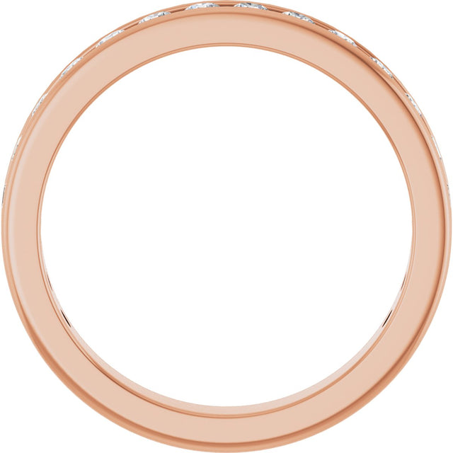 14K Gold Round Natural Diamond Channel-Set Anniversary Band – 2 mm Stones - Rose Gold - view 2