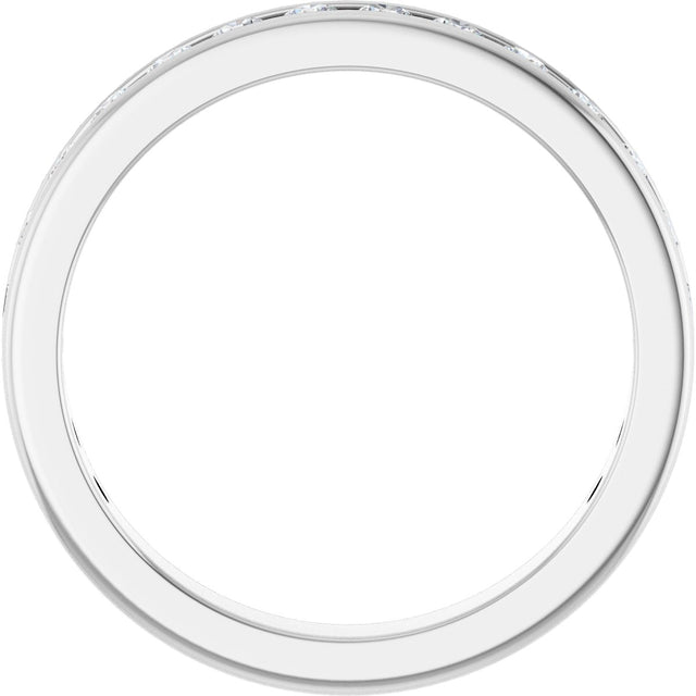 14K Gold Round Natural Diamond Channel-Set Anniversary Band – 2 mm Stones - White Gold - view 2