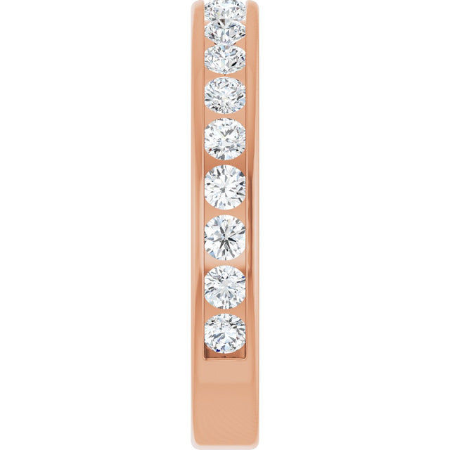 14K Gold Round Natural Diamond Channel-Set Anniversary Band – 2 mm Stones - Rose Gold - view 4