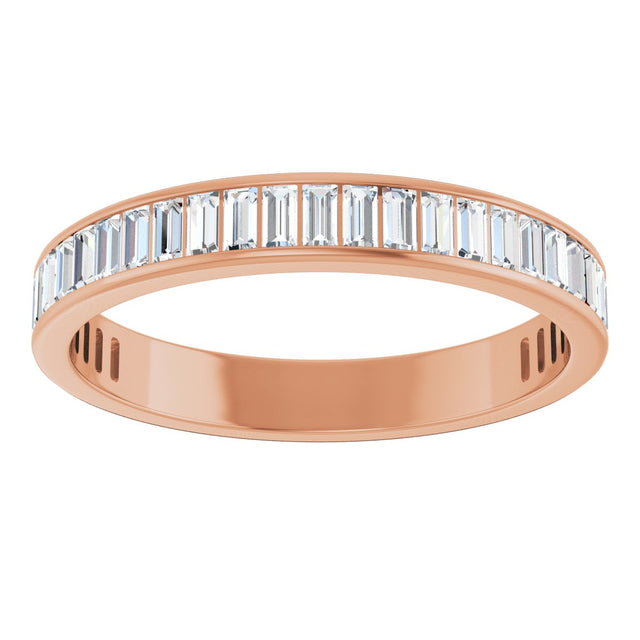 14K Gold Straight Baguette Natural Diamond Channel-Set Anniversary Band – 3x1.5 mm Stones - Rose Gold - view 3