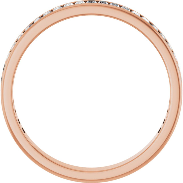 14K Gold Straight Baguette Lab-Grown Diamond Channel-Set Anniversary Band – 3x1.5 mm Stones - Rose Gold - view 2