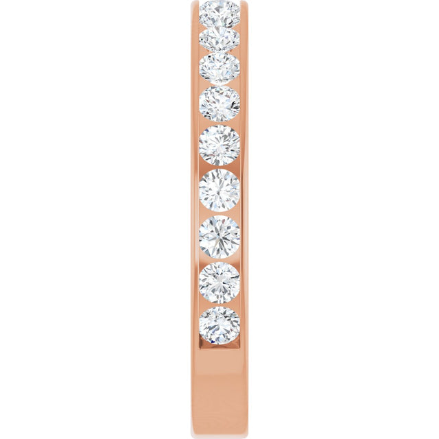 14K Gold Round Lab-Grown Diamond Channel-Set Anniversary Band – 3 mm Stones - Rose Gold - view 4