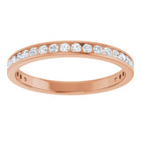 14K Gold Round Natural Diamond Channel-Set Anniversary Band – 2 mm Stones - Rose Gold - view 3