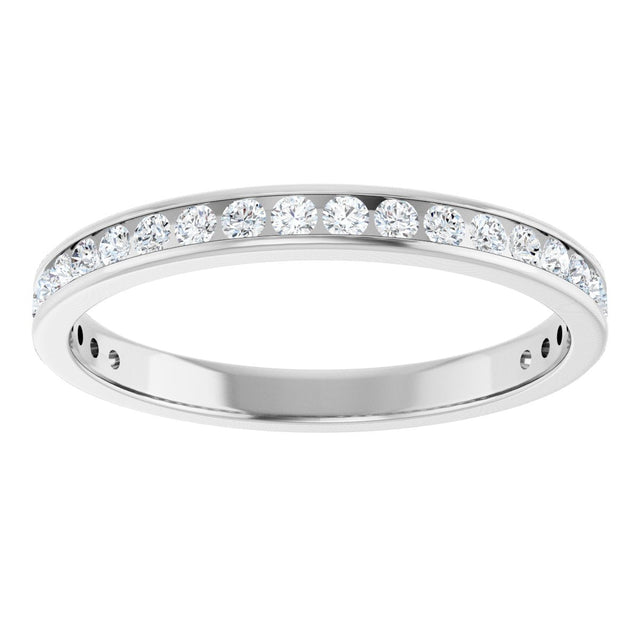 14K Gold Round Lab-Grown Diamond Channel-Set Anniversary Band – 2 mm Stones - White Gold - view 3