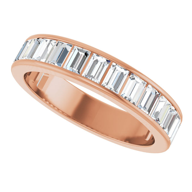 14K Gold Straight Baguette Lab-Grown Diamond Channel-Set Anniversary Band – 3x2 mm Stones - Rose Gold - view 5