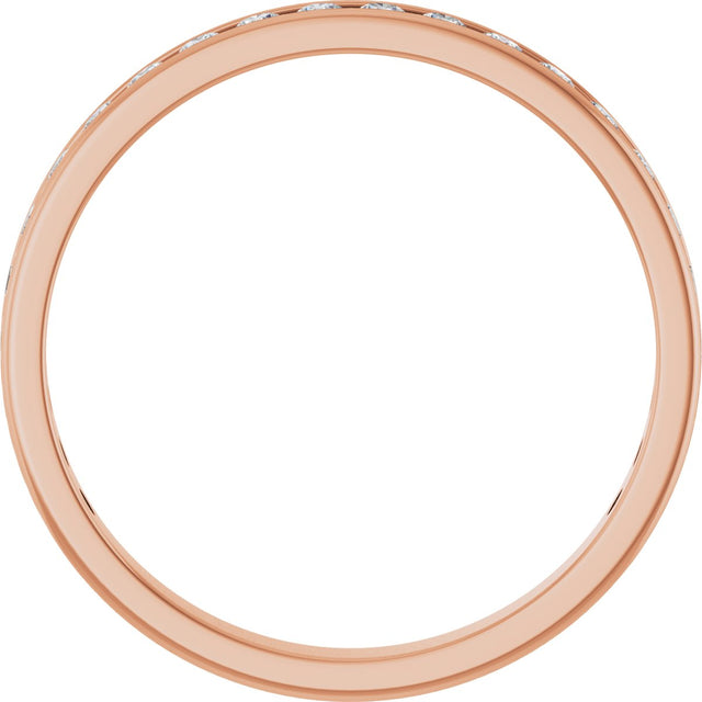 14K Gold Round Natural Diamond Channel-Set Anniversary Band – 2.25 mm Stones (1 CTW) - Rose Gold - view 2