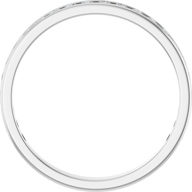 14K Gold Round Natural Diamond Channel-Set Anniversary Band – 2.25 mm Stones (1 CTW) - White Gold - view 2