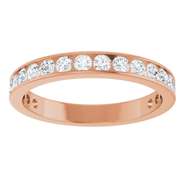 14K Gold Round Lab-Grown Diamond Channel-Set Anniversary Band – 3 mm Stones - Rose Gold - view 3