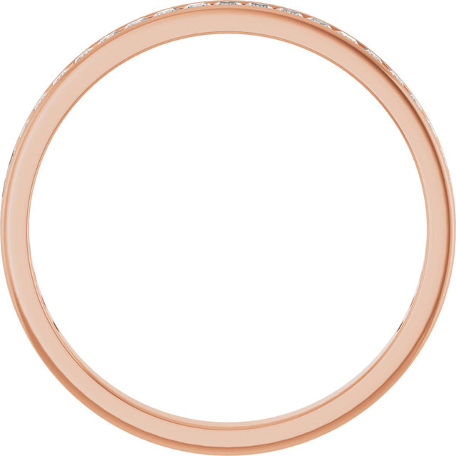 14K Gold Square Natural Diamond Channel-Set Anniversary Band – 2x2 mm Stones (1 3/8 CTW) - Rose Gold - view 2