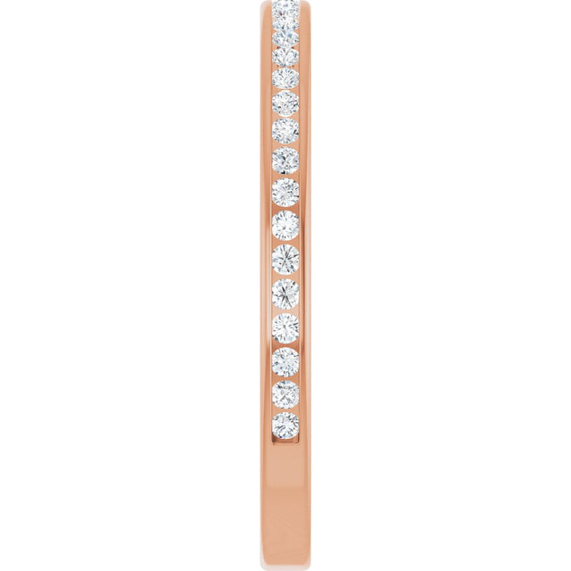 14K Gold Round Natural Diamond Channel-Set Anniversary Band – 1.5 mm Stones (1/2 CTW) - Rose Gold - view 4