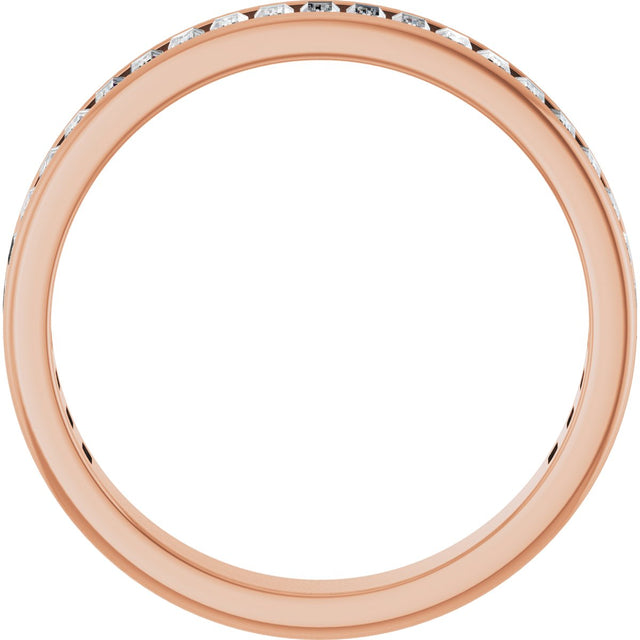 14K Gold Straight Baguette Lab-Grown Diamond Channel-Set Anniversary Band – 3x1.5 mm Stones - Rose Gold - view 2