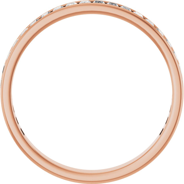 14K Gold Straight Baguette Lab-Grown Diamond Channel-Set Anniversary Band – 3x2 mm Stones - Rose Gold - view 2