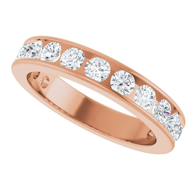 14K Gold Round Lab-Grown Diamond Channel-Set Anniversary Band – 3 mm Stones - Rose Gold - view 5