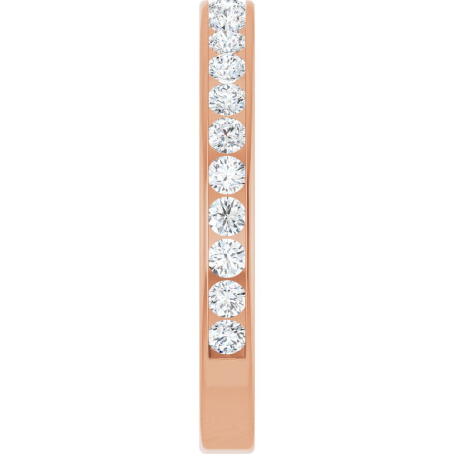 14K Gold Round Natural Diamond Channel-Set Anniversary Band – 2.5 mm Stones - Rose Gold - view 4