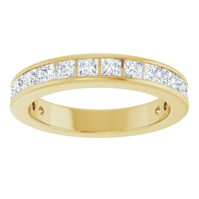 10K Gold Square Natural Diamond Channel-Set Anniversary Band – 1 1/8 CTW - Yellow Gold - view 3