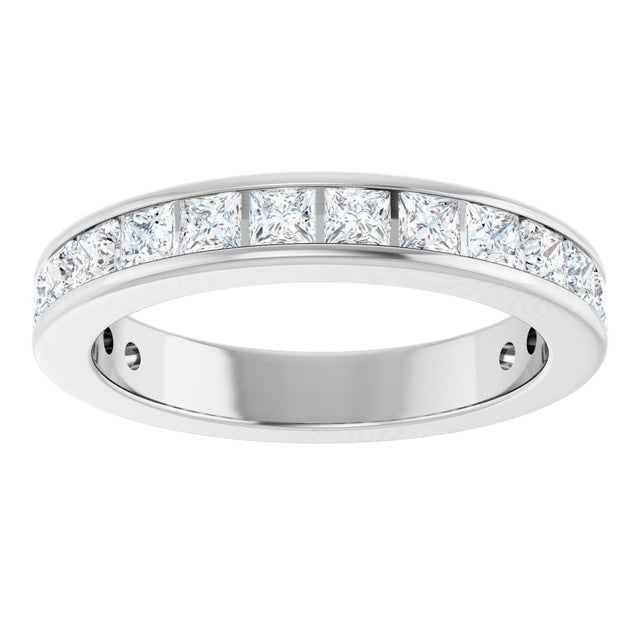 10K Gold Square Natural Diamond Channel-Set Anniversary Band – 1 1/4 CTW - White Gold - view 3