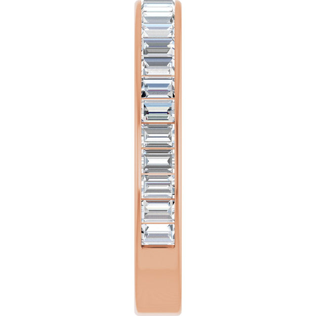 14K Gold Straight Baguette Natural Diamond Channel-Set Anniversary Band – 3x2 mm Stones - Rose Gold - view 4