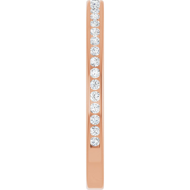10K Gold Round Natural Diamond Channel-Set Anniversary Band – 1/3 CTW - Rose Gold - view 4