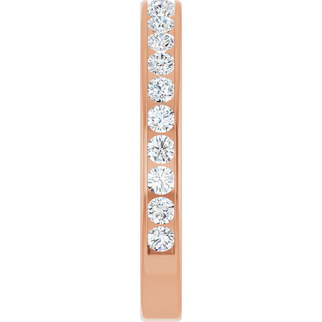 14K Gold Round Natural Diamond Channel-Set Anniversary Band – 2.25 mm Stones - Rose Gold - view 4