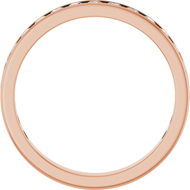 14K Gold Round Natural Diamond Channel-Set Anniversary Band – 3 mm Stones (1 7/8–2 CTW) - Rose Gold - view 2
