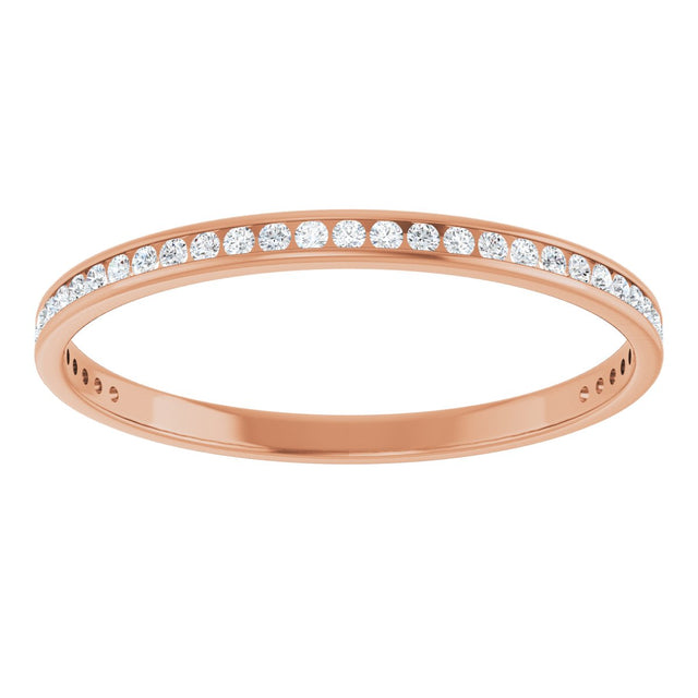 14K Gold Round Natural Diamond Channel-Set Anniversary Band – 1.5 mm Stones (1/2 CTW) - Rose Gold - view 3