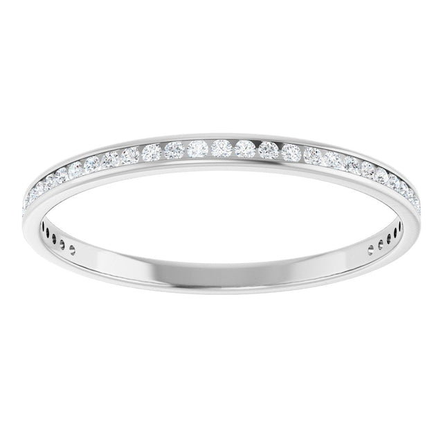 14K Gold Round Lab-Grown Diamond Channel-Set Anniversary Band – 1.5 mm Stones (1/2 CTW) - White Gold - view 3