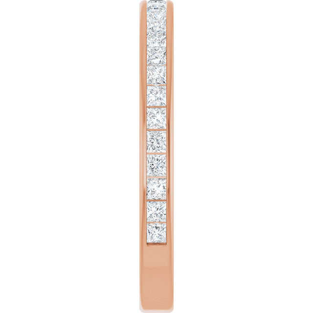 14K Gold Square Natural Diamond Channel-Set Anniversary Band – 1.75x1.75 mm Stones - Rose Gold - view 4