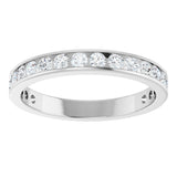 14K Gold Round Natural Diamond Channel-Set Anniversary Band – 2.5 mm Stones - White Gold - view 3
