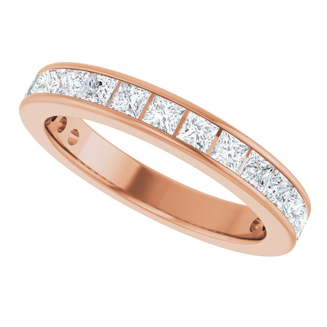 10K Gold Square Lab-Grown Diamond Channel-Set Anniversary Band – 2.25x2.25 mm Stones - Rose Gold - view 5