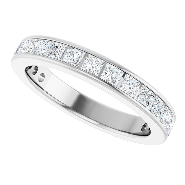 10K Gold Square Natural Diamond Channel-Set Anniversary Band – 1 3/8 CTW - White Gold - view 5