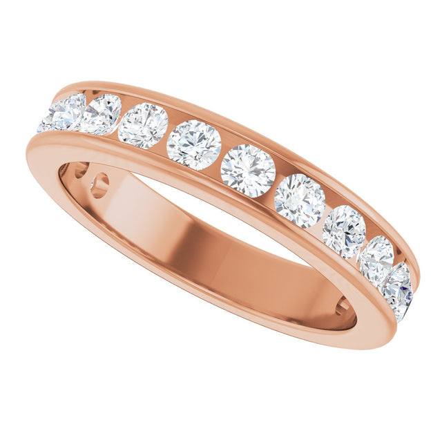 14K Gold Round Lab-Grown Diamond Channel-Set Anniversary Band – 2.25 mm Stones - Rose Gold - view 5