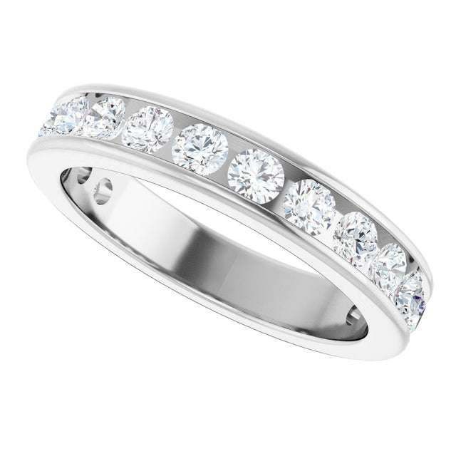 14K Gold Round Lab-Grown Diamond Channel-Set Anniversary Band – 2.25 mm Stones - White Gold - view 5