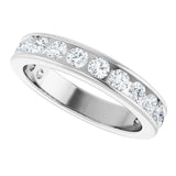 14K Gold Round Natural Diamond Channel-Set Anniversary Band – 2.25 mm Stones - White Gold - view 5