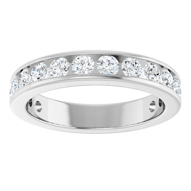 14K Gold Round Natural Diamond Channel-Set Anniversary Band – 2.25 mm Stones - White Gold - view 3