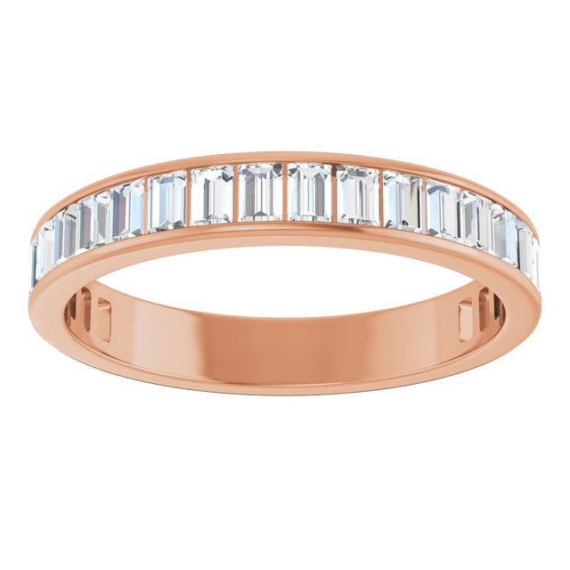 14K Gold Straight Baguette Lab-Grown Diamond Channel-Set Anniversary Band – 3x2 mm Stones - Rose Gold - view 3