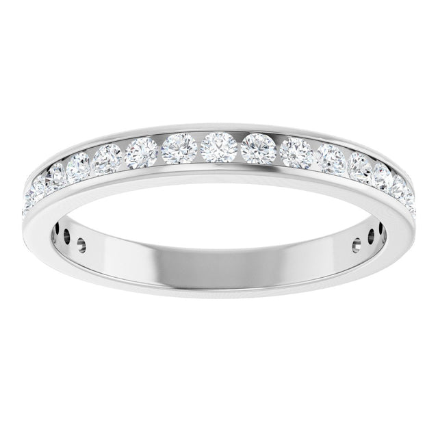 14K Gold Round Natural Diamond Channel-Set Anniversary Band – 2 mm Stones - White Gold - view 3