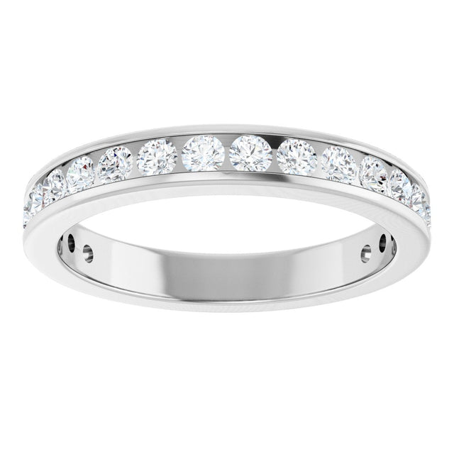 14K Gold Round Natural Diamond Channel-Set Anniversary Band – 2 mm Stones - White Gold - view 3