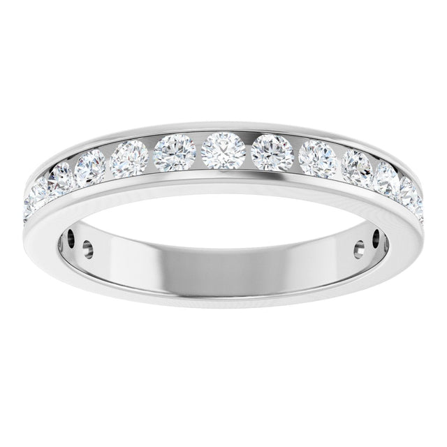14K Gold Round Natural Diamond Channel-Set Anniversary Band – 2 mm Stones - White Gold - view 3