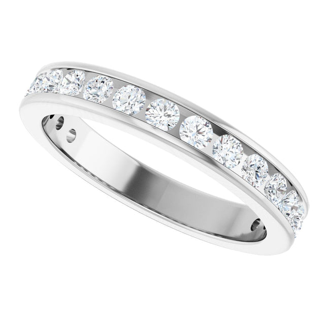 14K Gold Round Natural Diamond Channel-Set Anniversary Band – 2 mm Stones - White Gold - view 5