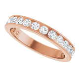 14K Gold Round Lab-Grown Diamond Channel-Set Anniversary Band – 3 mm Stones - Rose Gold - view 5