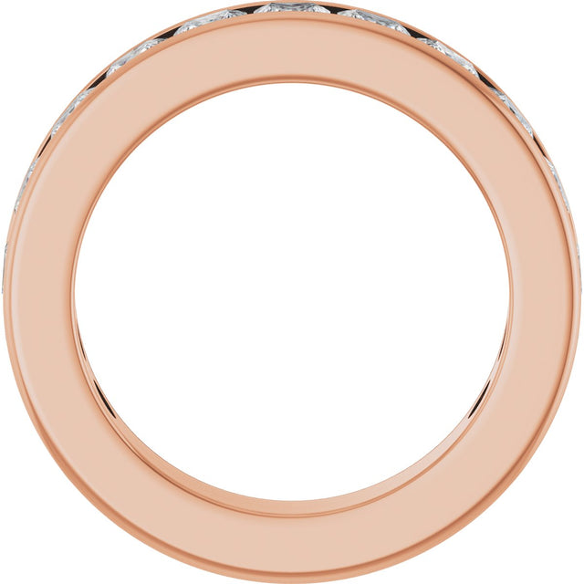 14K Gold Square Lab-Grown Diamond Channel-Set Anniversary Band – 3x3 mm Stones - Rose Gold - view 2