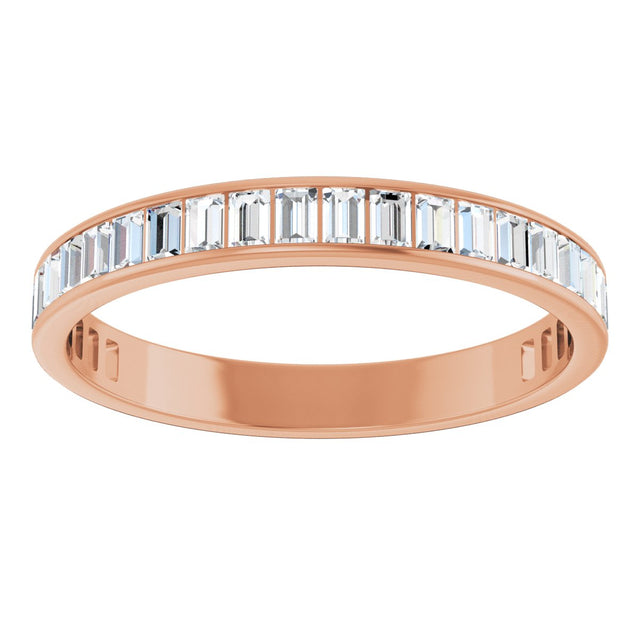 14K Gold Straight Baguette Natural Diamond Channel-Set Anniversary Band – 3x2 mm Stones - Rose Gold - view 3