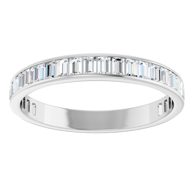 14K Gold Straight Baguette Lab-Grown Diamond Channel-Set Anniversary Band – 3x2 mm Stones - White Gold - view 3