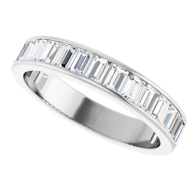 14K Gold Straight Baguette Natural Diamond Channel-Set Anniversary Band – 3x2 mm Stones - White Gold - view 5