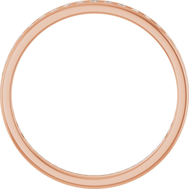 14K Gold Round Natural Diamond Channel-Set Anniversary Band – 1.5 mm Stones - Rose Gold - view 2