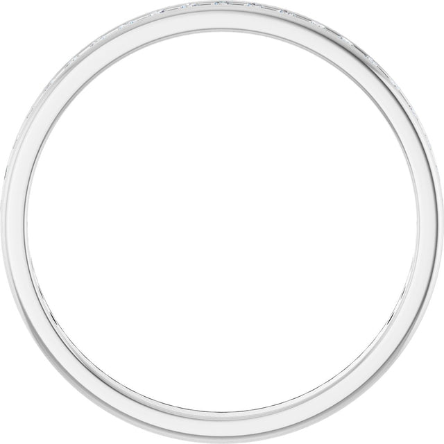 14K Gold Round Natural Diamond Channel-Set Anniversary Band – 1.5 mm Stones - White Gold - view 2